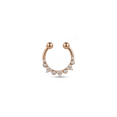 Crown Taşlı Altın Septum Piercing