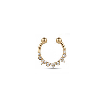 Crown Taşlı Altın Septum Piercing
