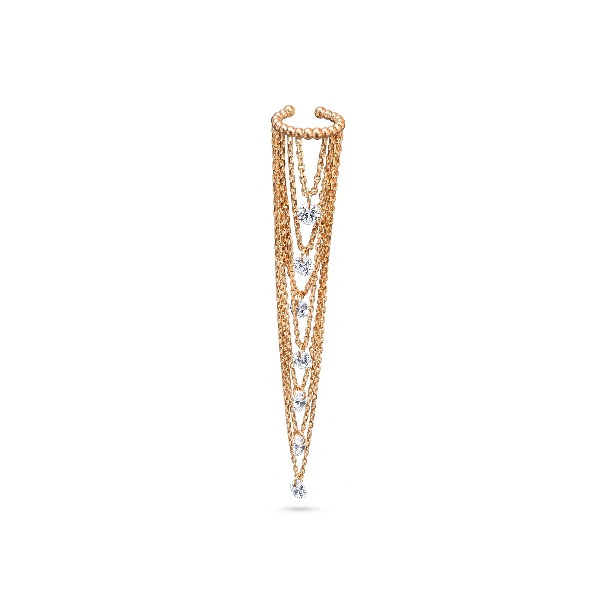 Lumina Kat Kat Taşlı Sallantılı Altın Halka Earcuff
