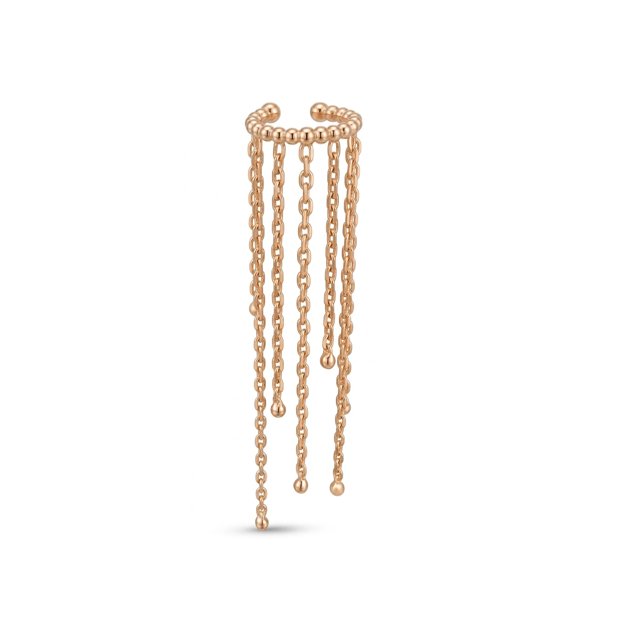 Sarkıt Toplar Zincir Sallantılı Altın Halka Earcuff