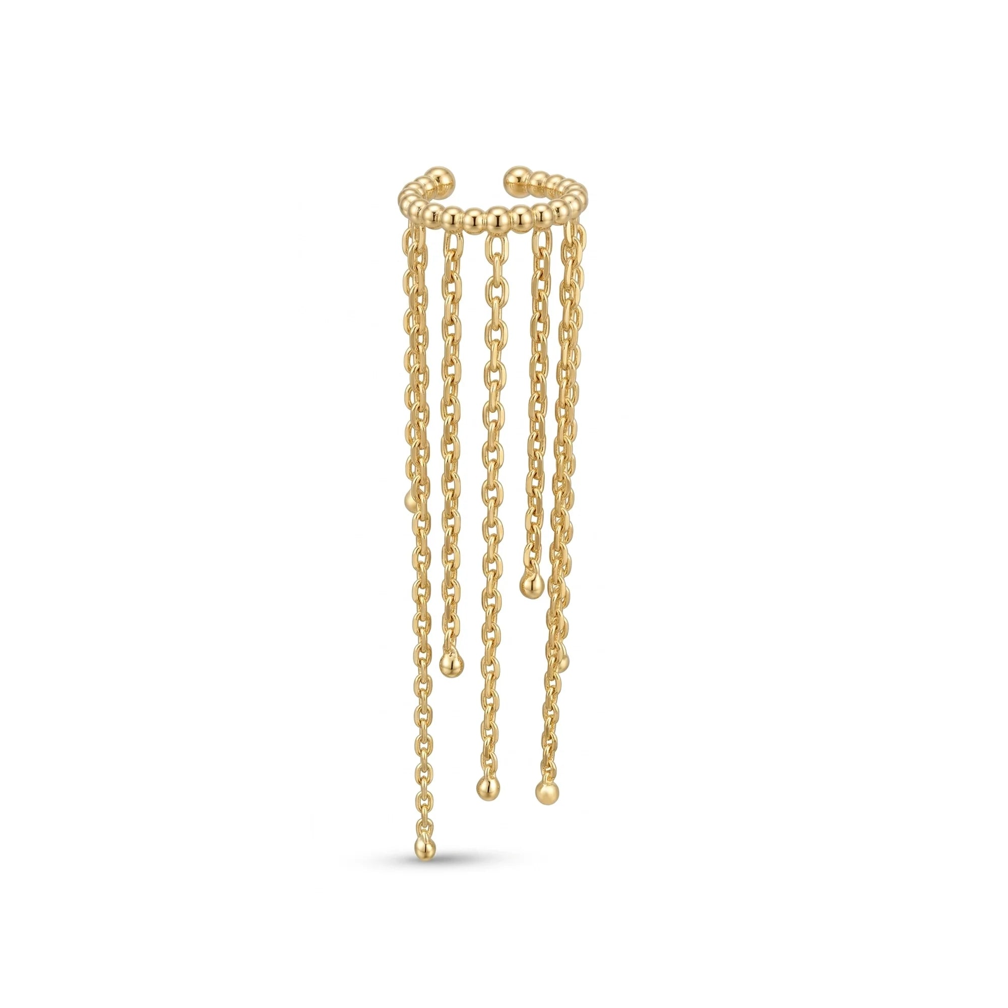 Sarkıt Toplar Zincir Sallantılı Altın Halka Earcuff