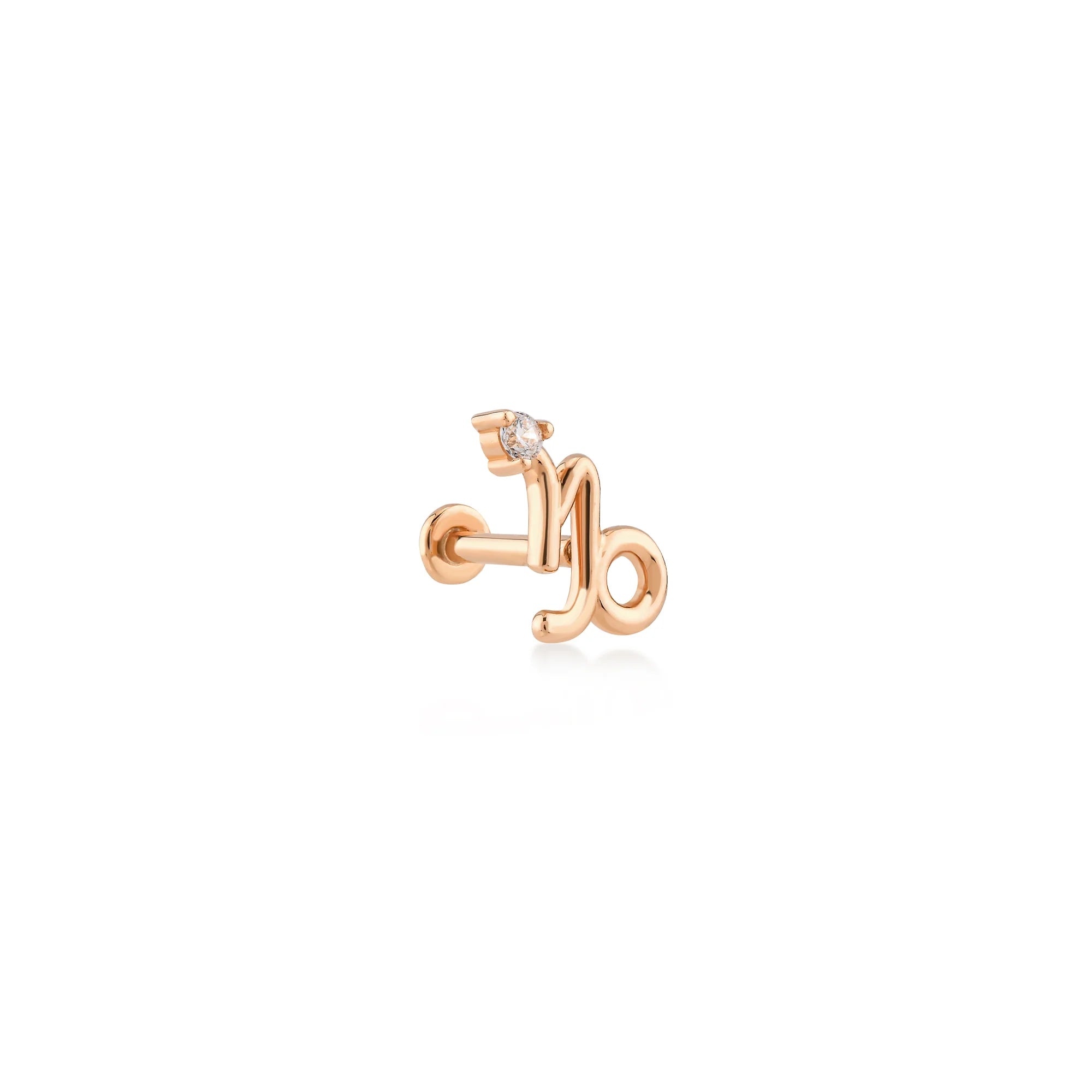 Capricorn Oğlak Burcu Taşlı Altın Piercing