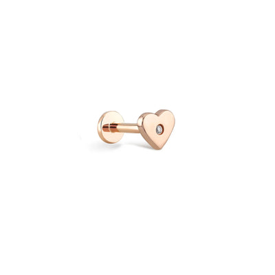 Pırlanta Tek Kalp Piercing