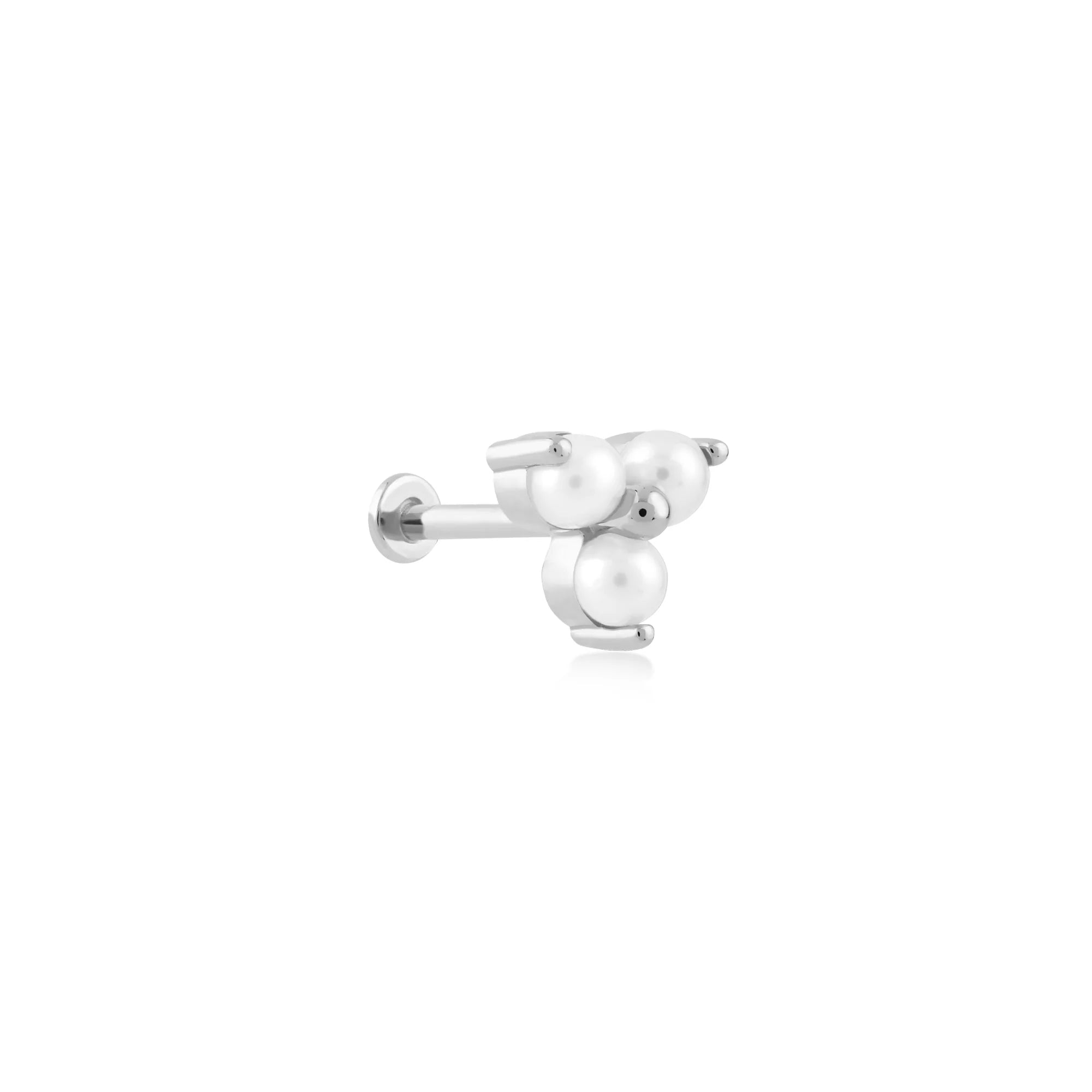Üç Top İnci Taşlı Altın Tragus Piercing