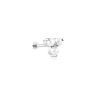 Üç Top İnci Taşlı Altın Tragus Piercing