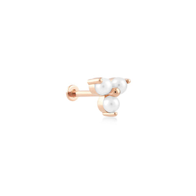 Üç Top İnci Taşlı Altın Tragus Piercing