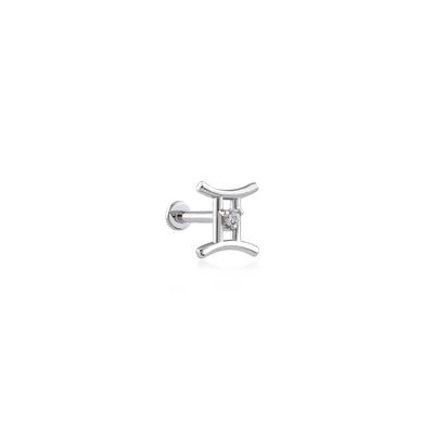 Gemini İkizler Burcu Taşlı Altın Piercing