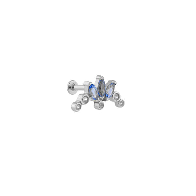 Tria Markiz Form Mavi Taşlı Altın Tragus Piercing