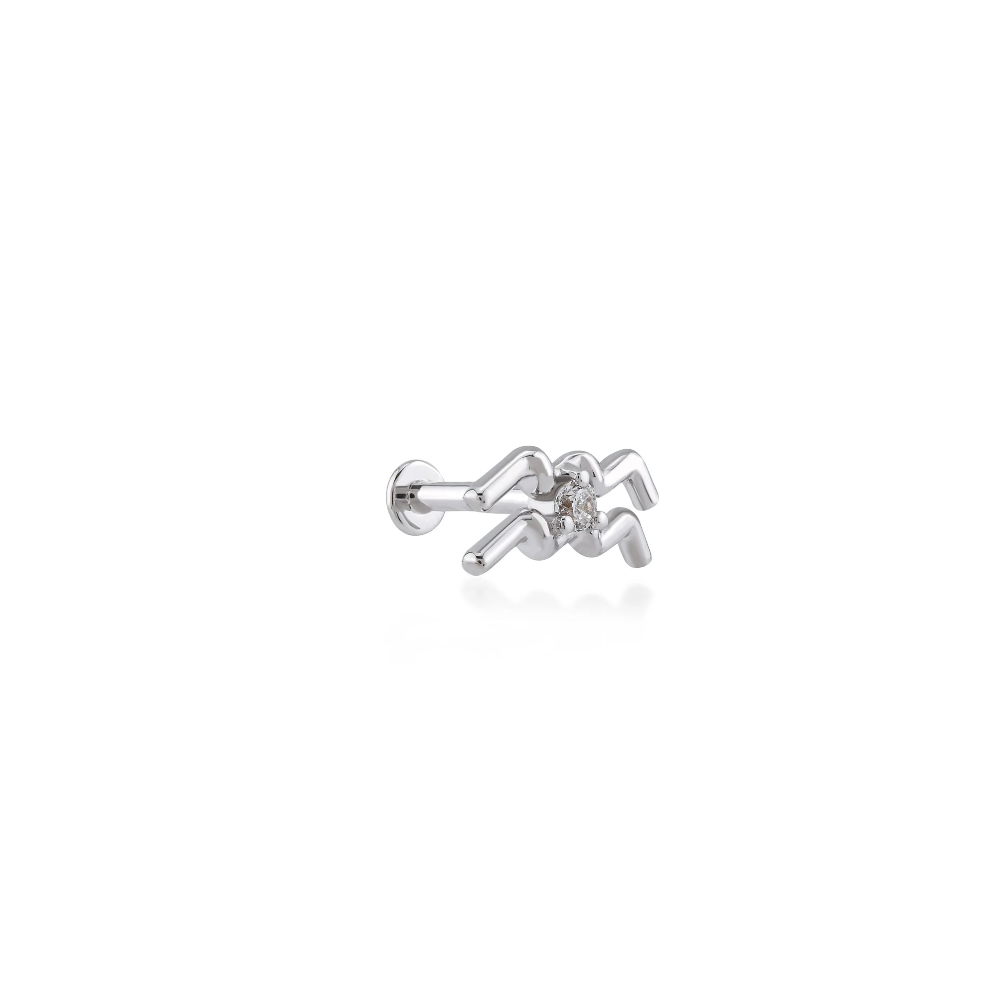 Aquarius Kova Burcu Taşlı Altın Piercing