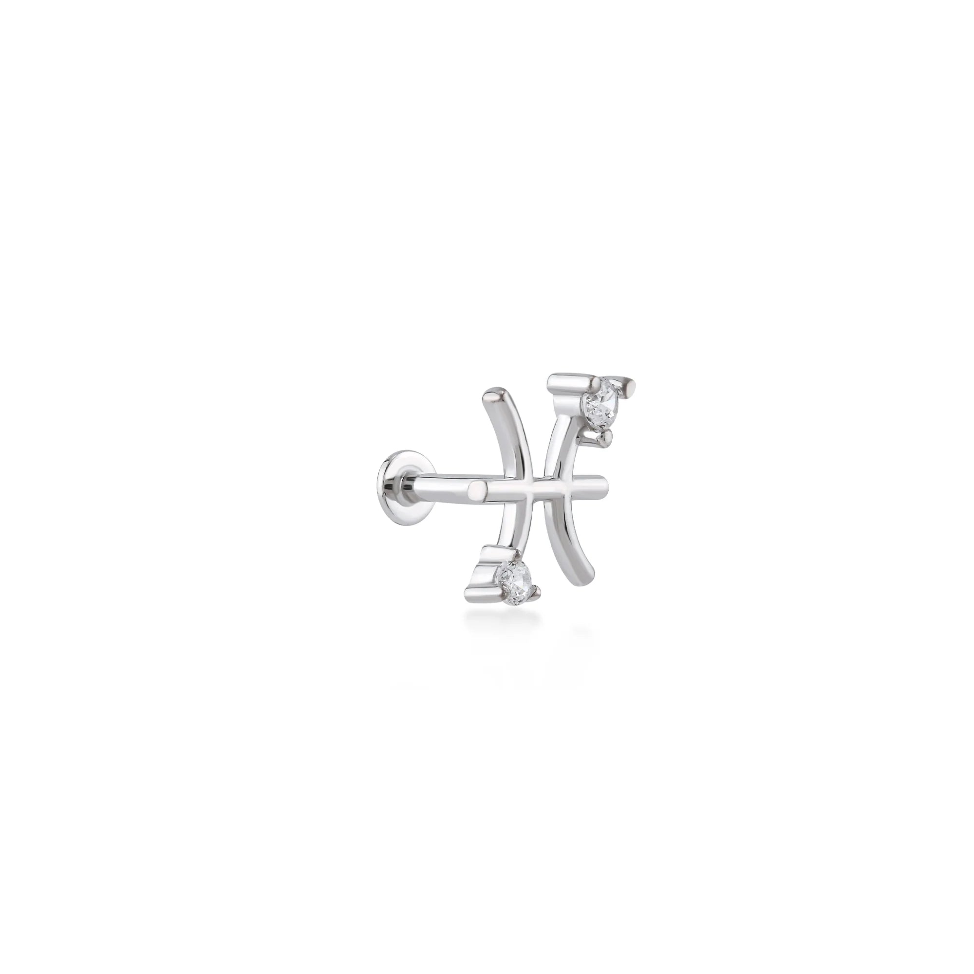 Pisces Balık Burcu Taşlı Altın Piercing