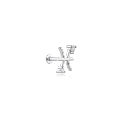 Pisces Balık Burcu Taşlı Altın Piercing