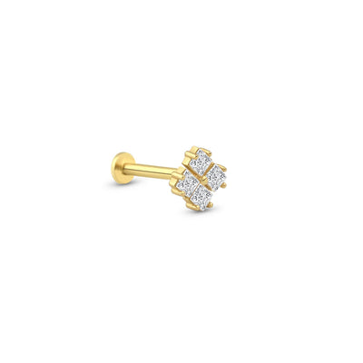 Lusha 14 Ayar Altın Yonca Piercing