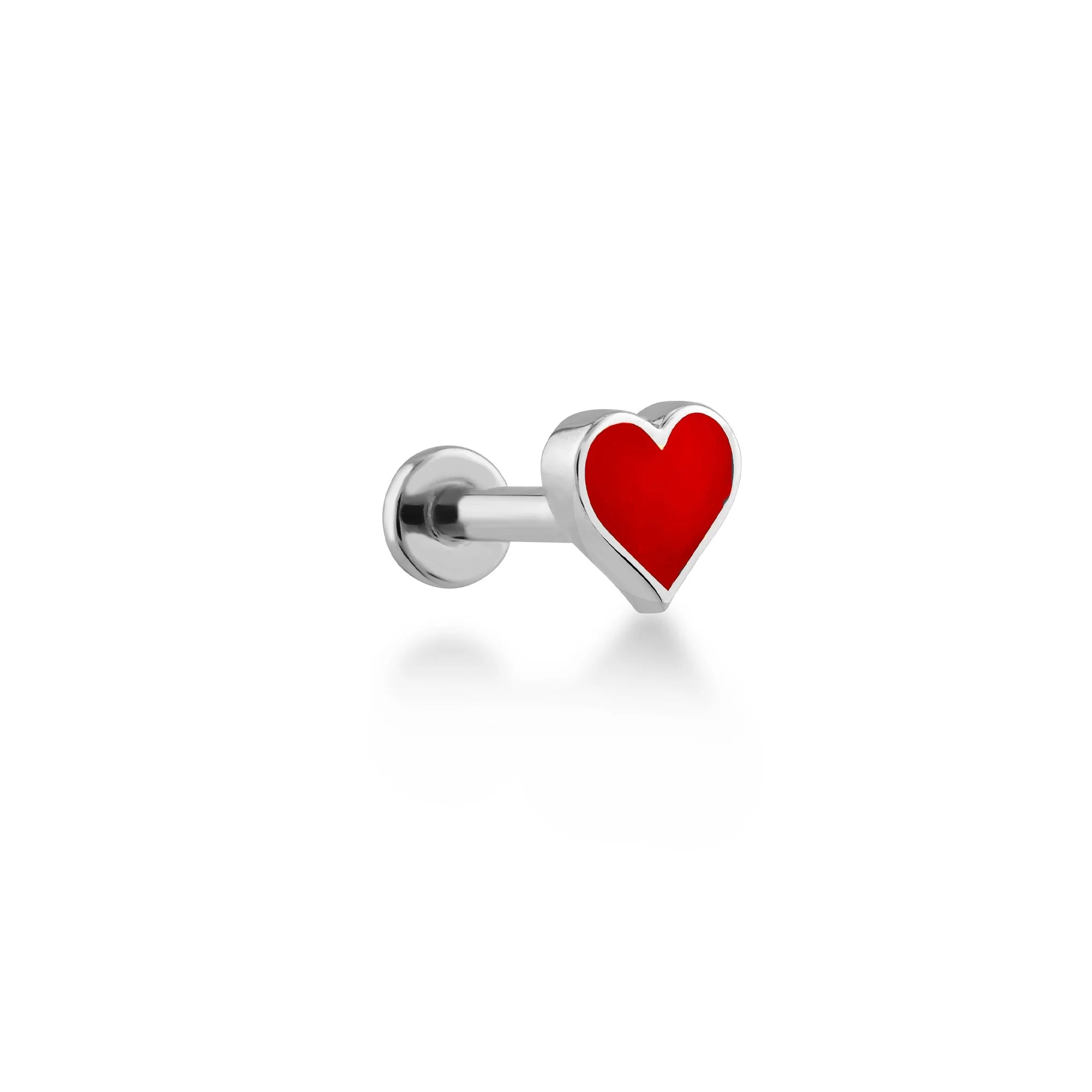 Kupa Kalp Kırmızı Mineli Altın Piercing
